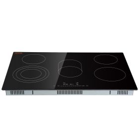 Built in Electric Stove Top, 30.3 x 20.5 inch 5 Burners, 240V Glass Radiant Cooktop with Sensor Touch Control, Timer & Child Lock Included