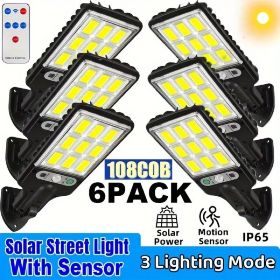 Waterproof Mini Solar Outdoor Light Street Light 108LED With Remote Control (Option: 6Pcs)