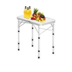 Folding Camping Table for Outdoor Picnic BBQ Cooking (Color: Silver, Type: Camping Table)