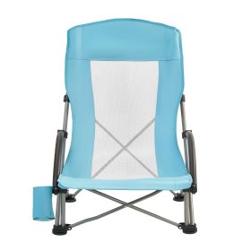 Folding Beach Chair, High Back Camping Chairs for Adults, with Cup Pocket, Mesh Back, Carry Bag (Number of Pieces: 1-Piece Set, Product Style: Fabric+Mesh Backrest)